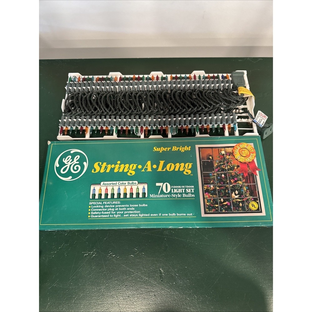 VINTAGE GE 70 STRING-A-LONG SUPER BRIGHT LIGHT SET MULTI‎ COLOR vtg Christmas